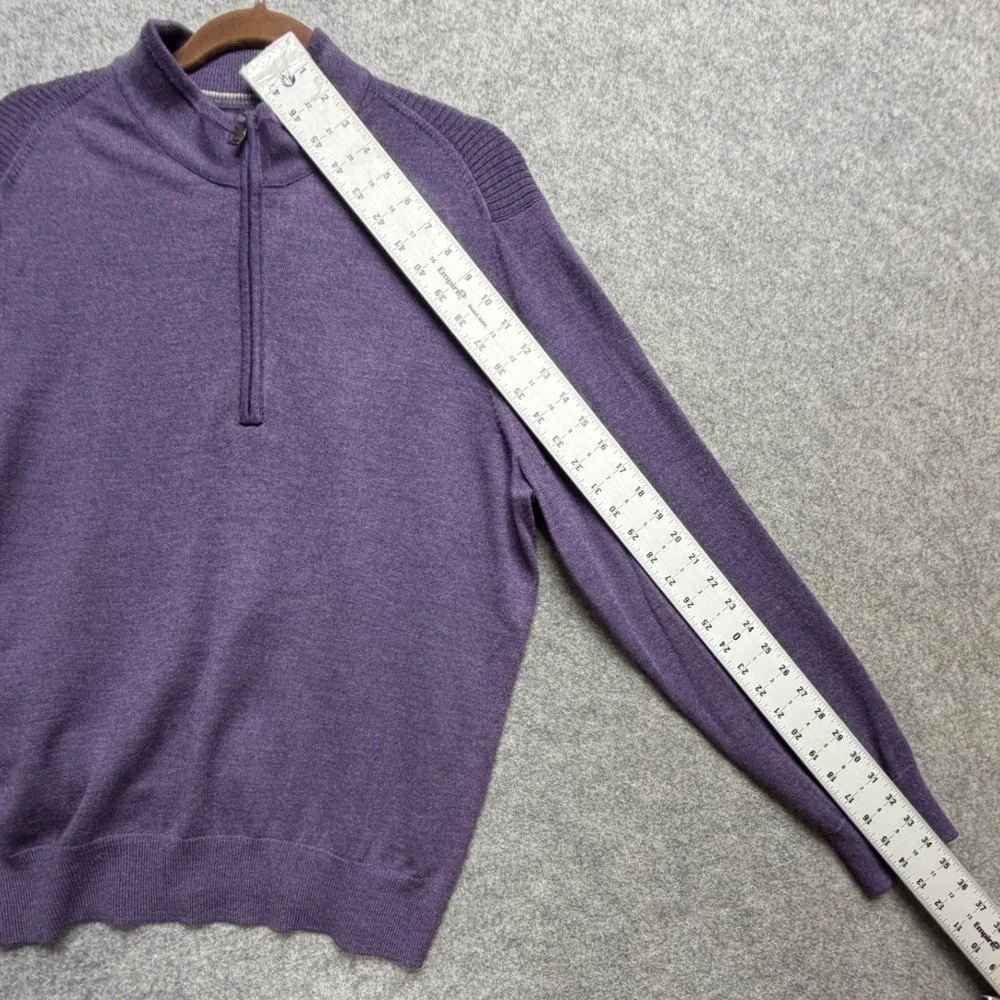 Banana Republic Mens Purple Merino Wool Blend 1/4 Zip Sweater Large Mock Neck